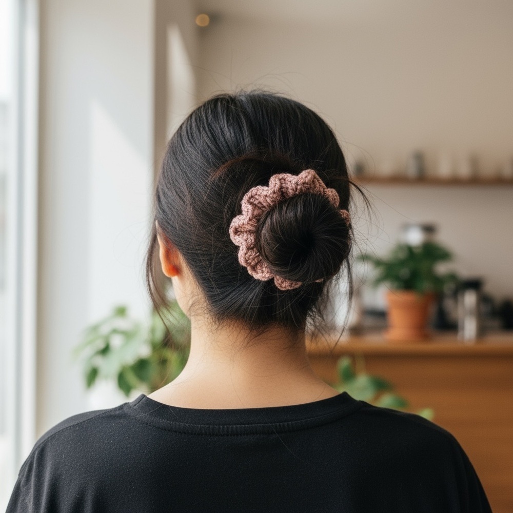 Elegant Pink Sparkling Hair Scrunchie - Picture 5 of 7